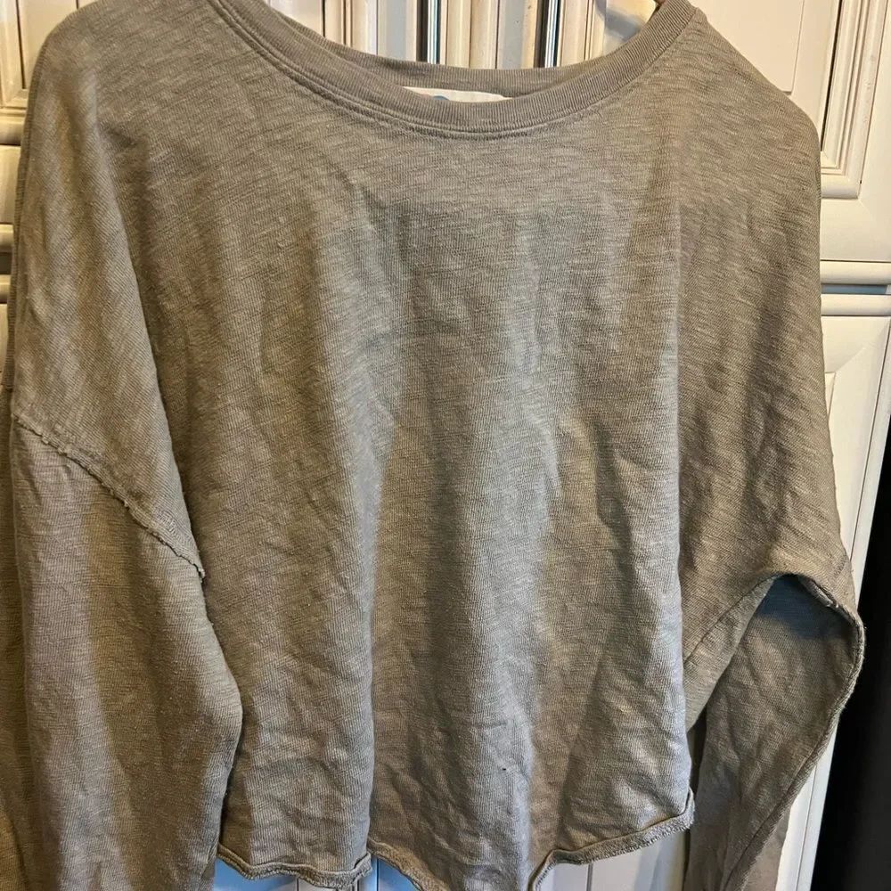 FREE PEOPLE Beach Cropped Burnout Slouchy Sweatshirt SP